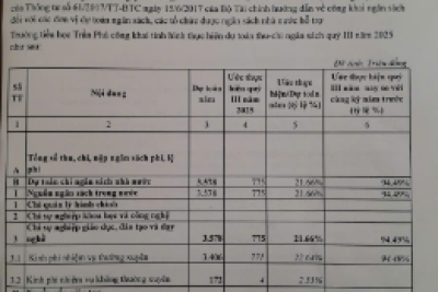 Công khai thực hiện dự toán thu-chi ngân sách quý III năm 2025.